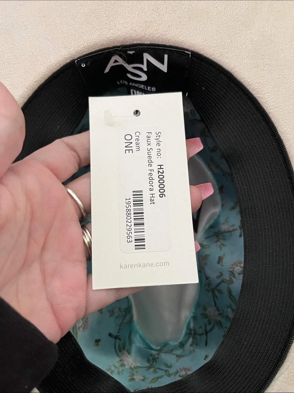 Karen Kane ASN Los Angelas Beige Wide-Brim Fedora with Tan Band